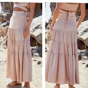 NEW VICI Linen-Viscose Blend Maxi Skirt